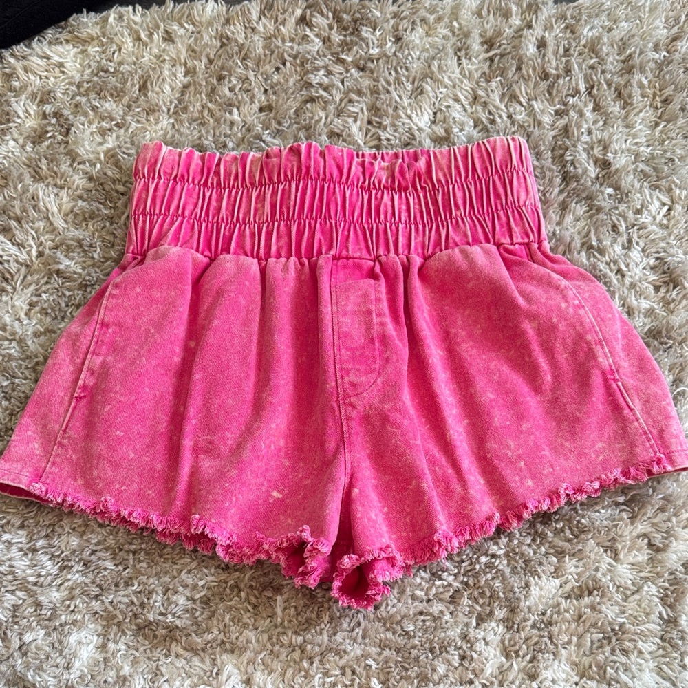 High waisted Pink Women's Denim‎ Shorts